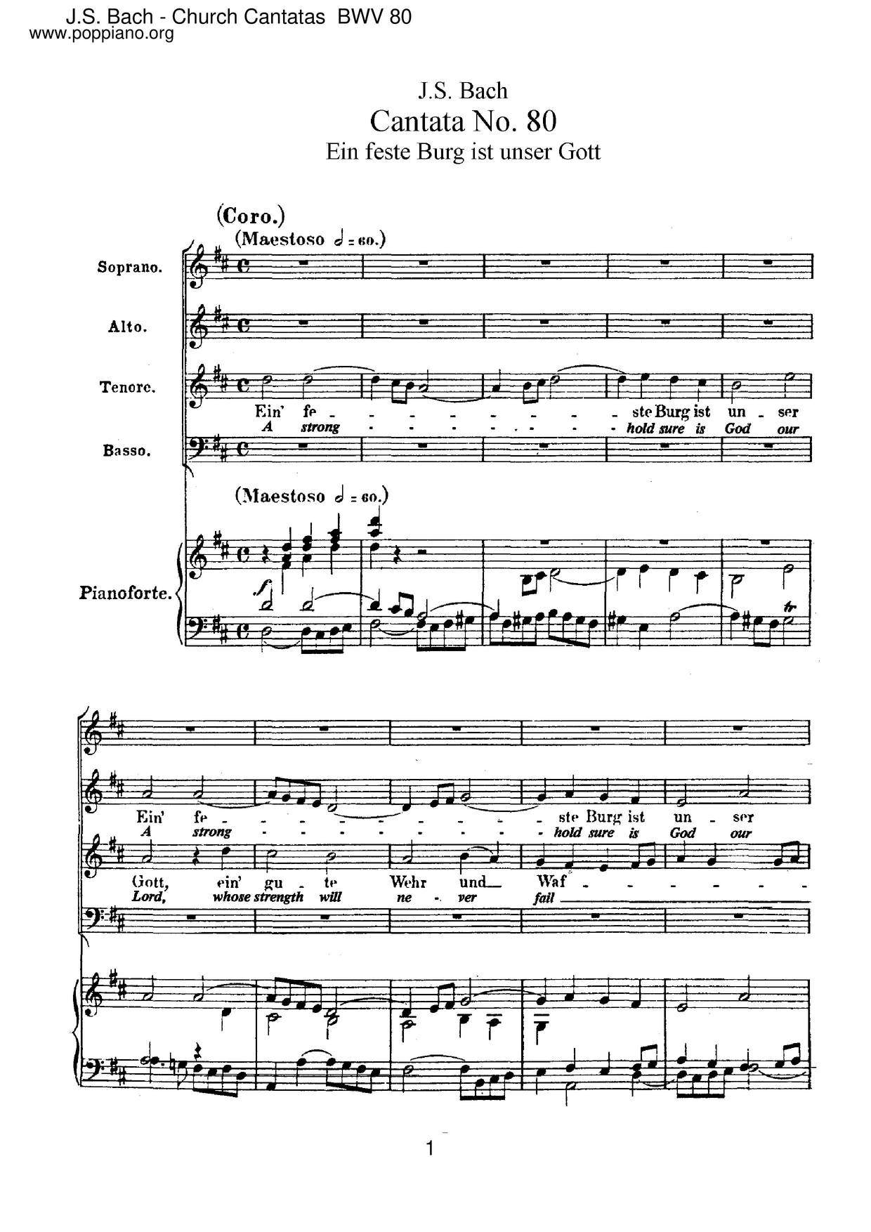 Ein Feste Burg Ist Unser Gott, BWV 80 Score