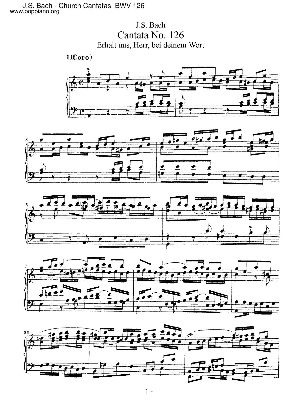 Erhalt Uns, Herr, Bei Deinem Wort, BWV 126 Score
