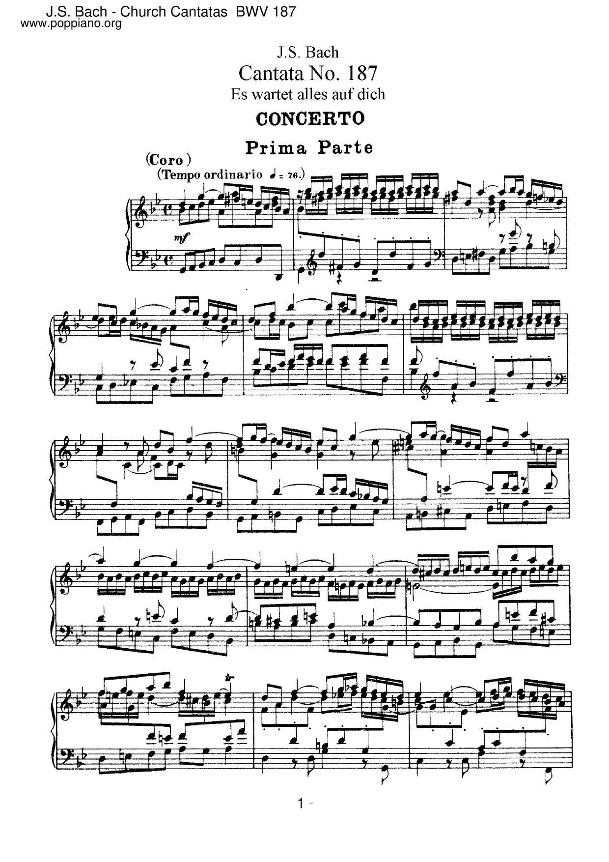 Es Wartet Alles Auf Dich, BWV 187 Score