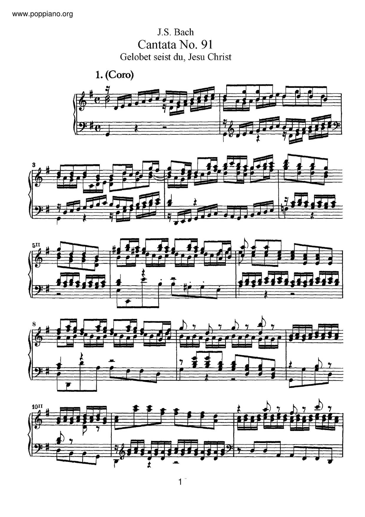 Gelobet Seist Du, Jesu Christ, BWV 91 Score