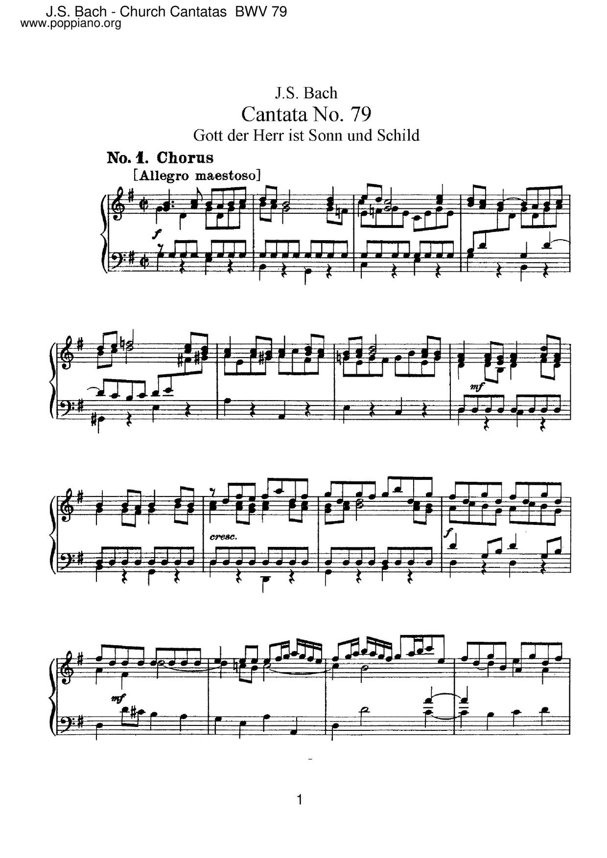 Gott Der Herr Ist Sonn Und Schild, BWV 79ピアノ譜