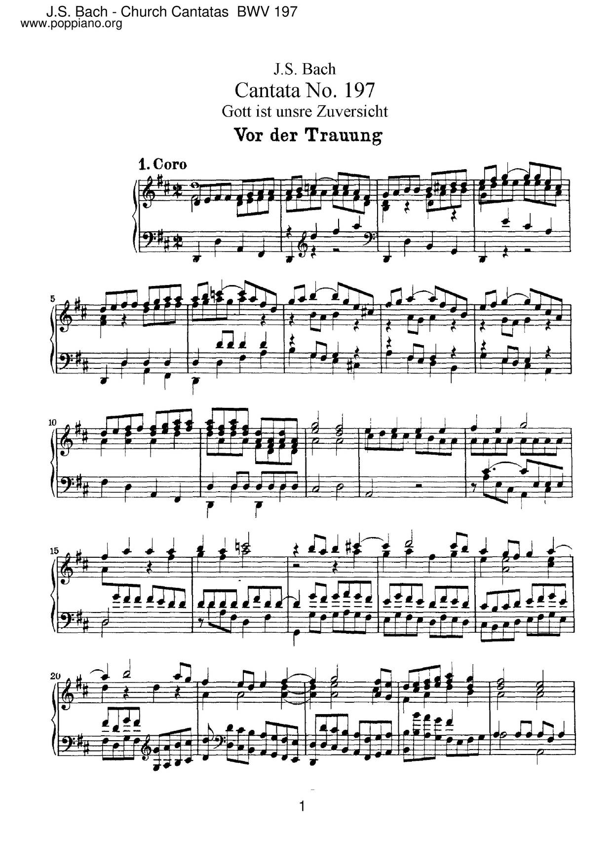 Gott Ist Unsre Zuversicht, BWV 197琴譜