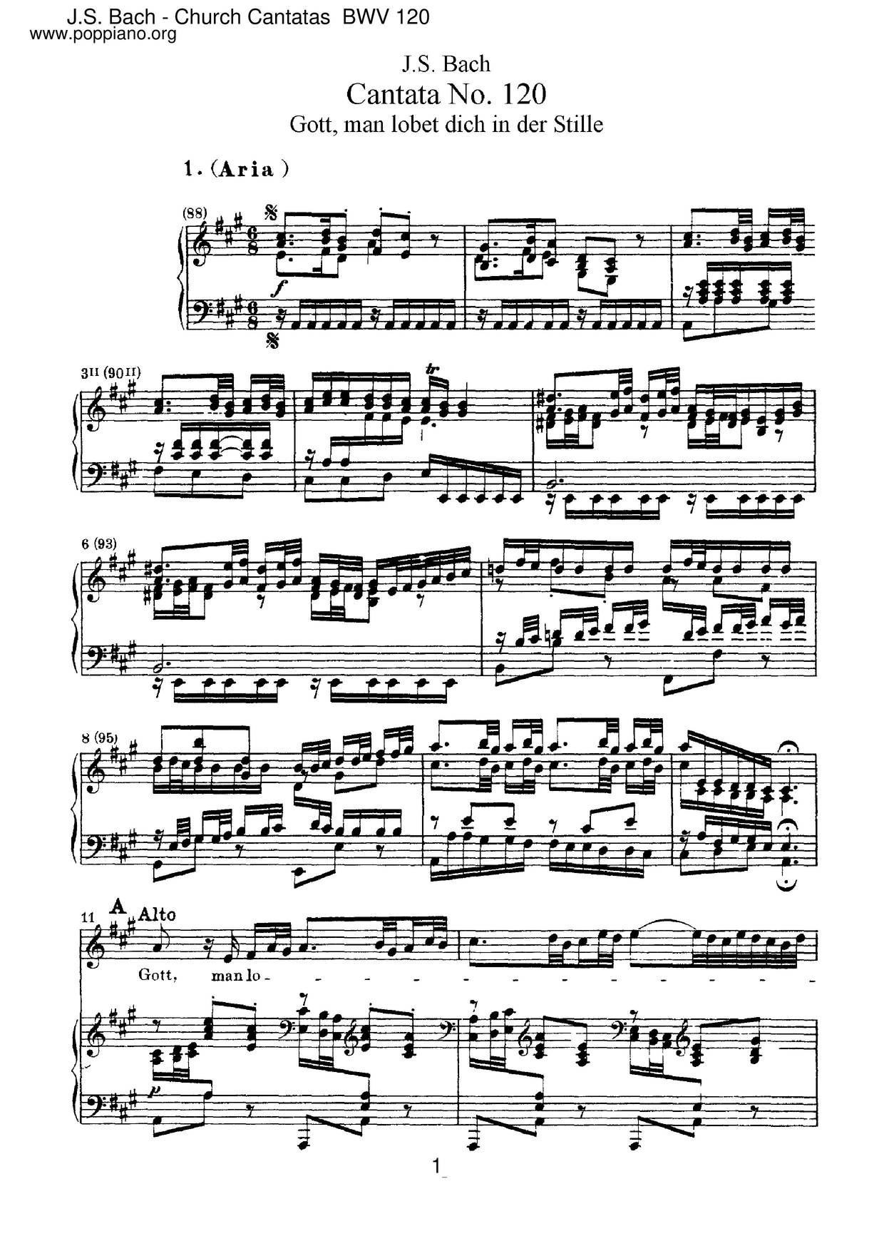 Gott, Man Lobet Dich In Der Stille, BWV 120 Score