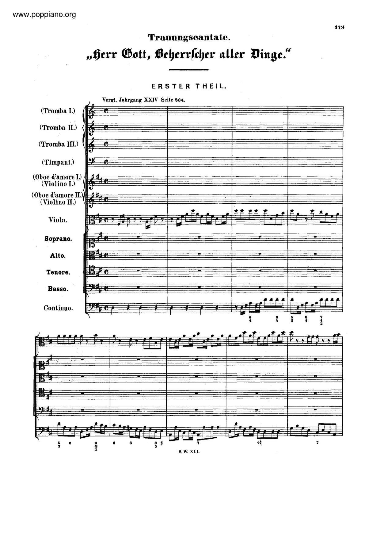Herr Gott, Beherrscher Aller Dinge, BWV 120A Score