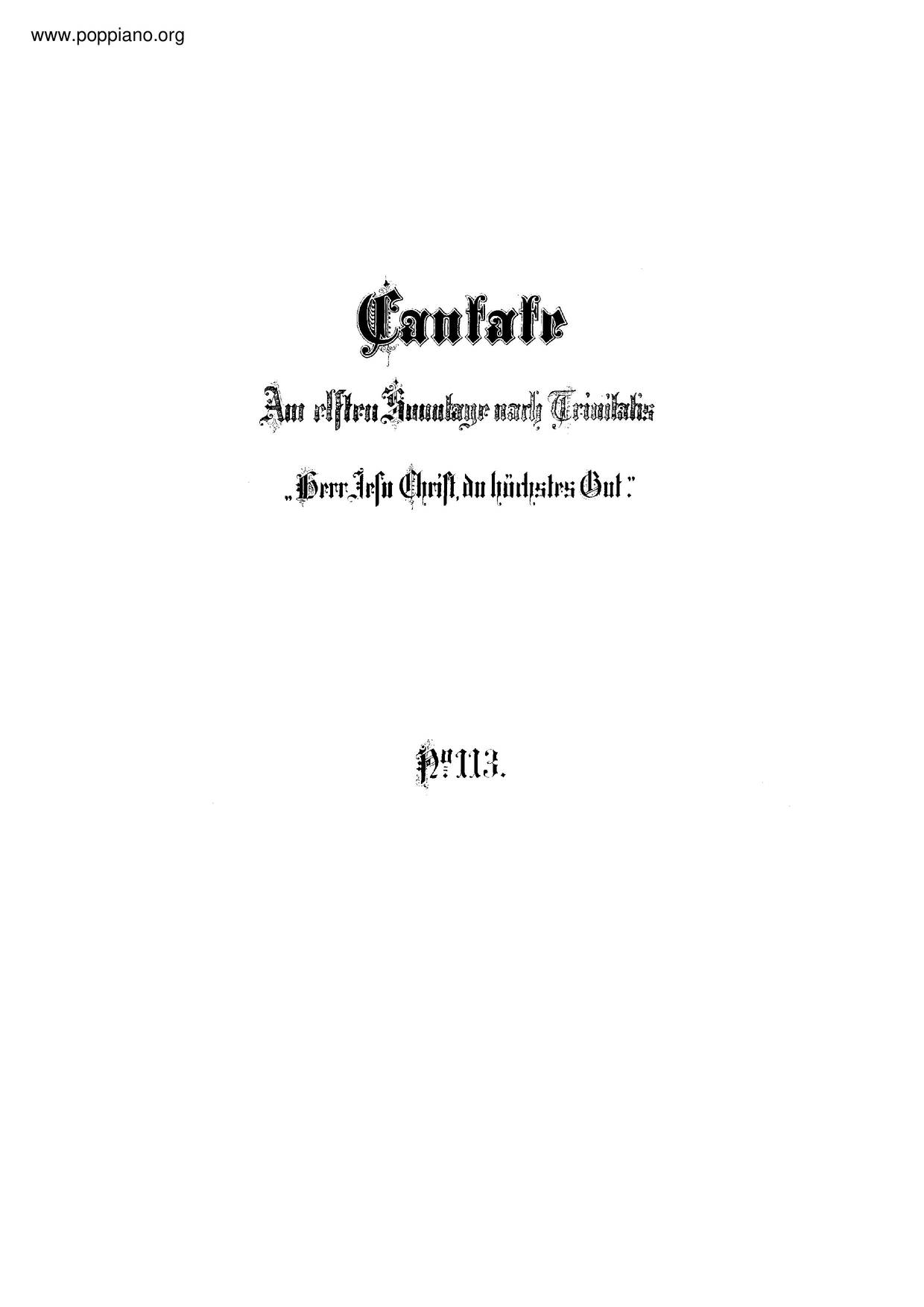 Herr Jesu Christ, Du Höchstes Gut, BWV 113 Score