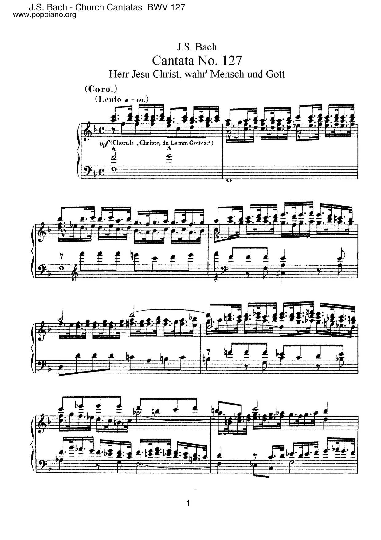 Herr Jesu Christ, Wahr' Mensch Und Gott, BWV 127 Score