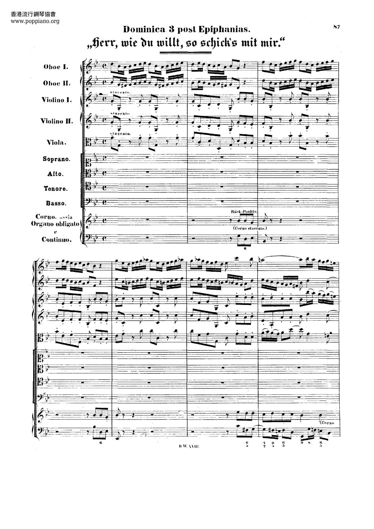 Herr, Wie Du Willt, So Schick's Mit Mir, BWV 73琴谱