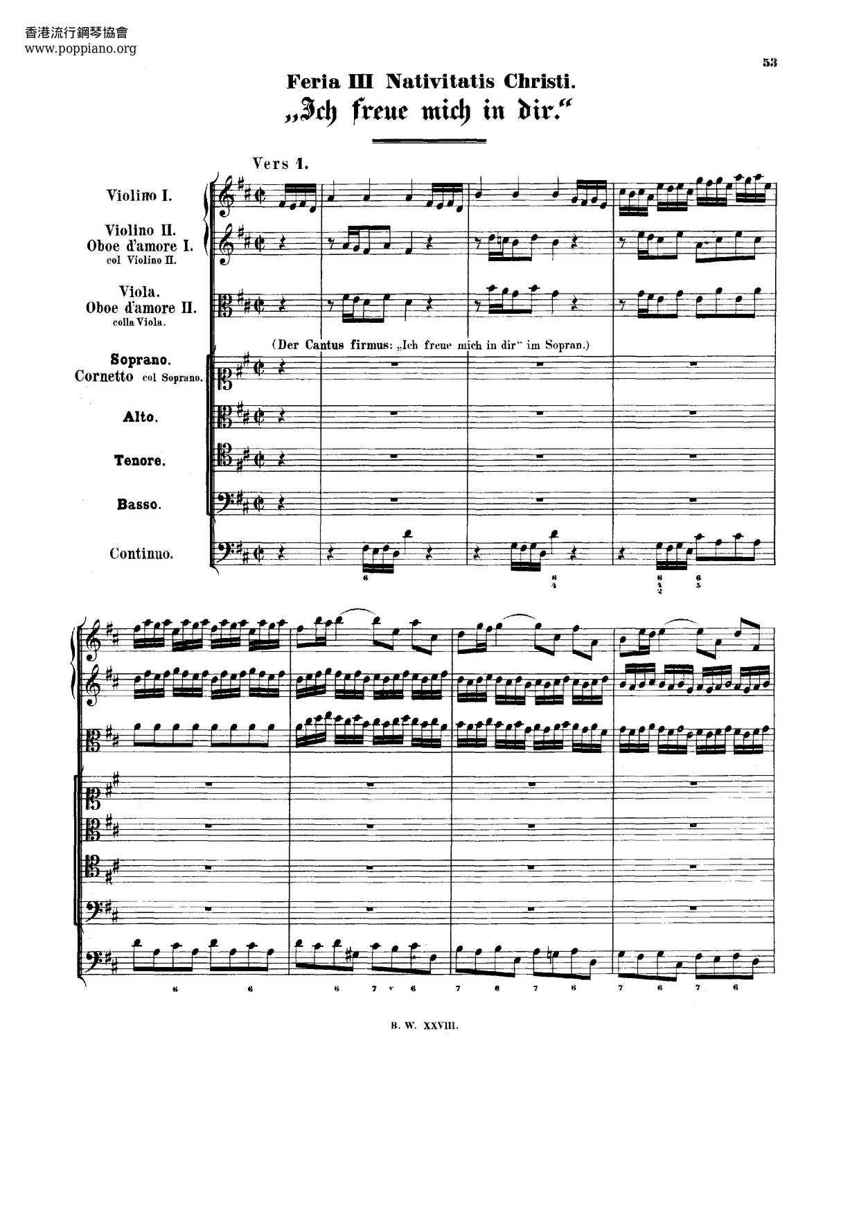 Ich Freue Mich In Dir, BWV 133 Score