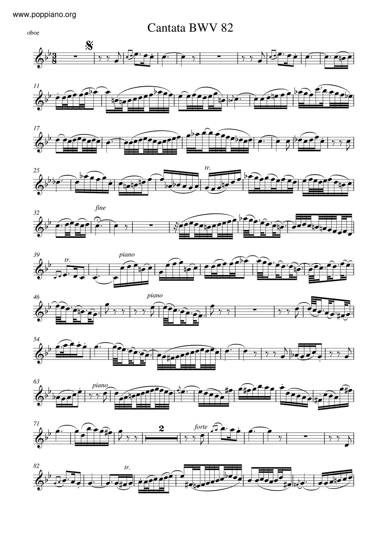 Ich Habe Genug, BWV 82ピアノ譜