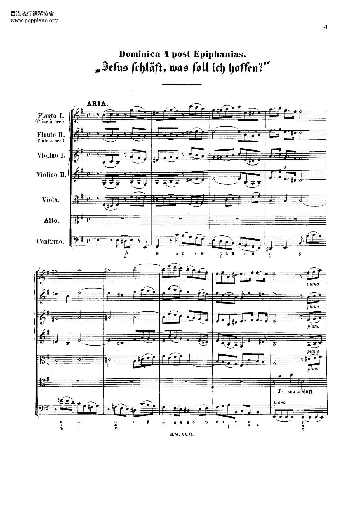 Jesus Schläft, Was Soll Ich Hoffen?, BWV 81 Score