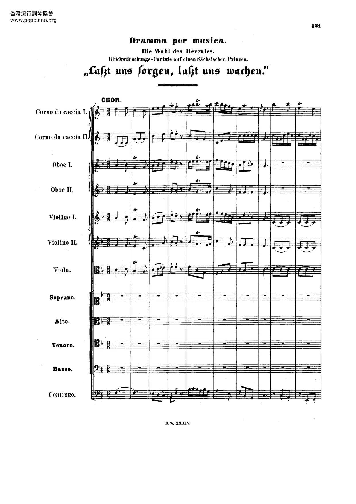 Laßt Uns Sorgen, Laßt Uns Wachen, BWV 213 Score