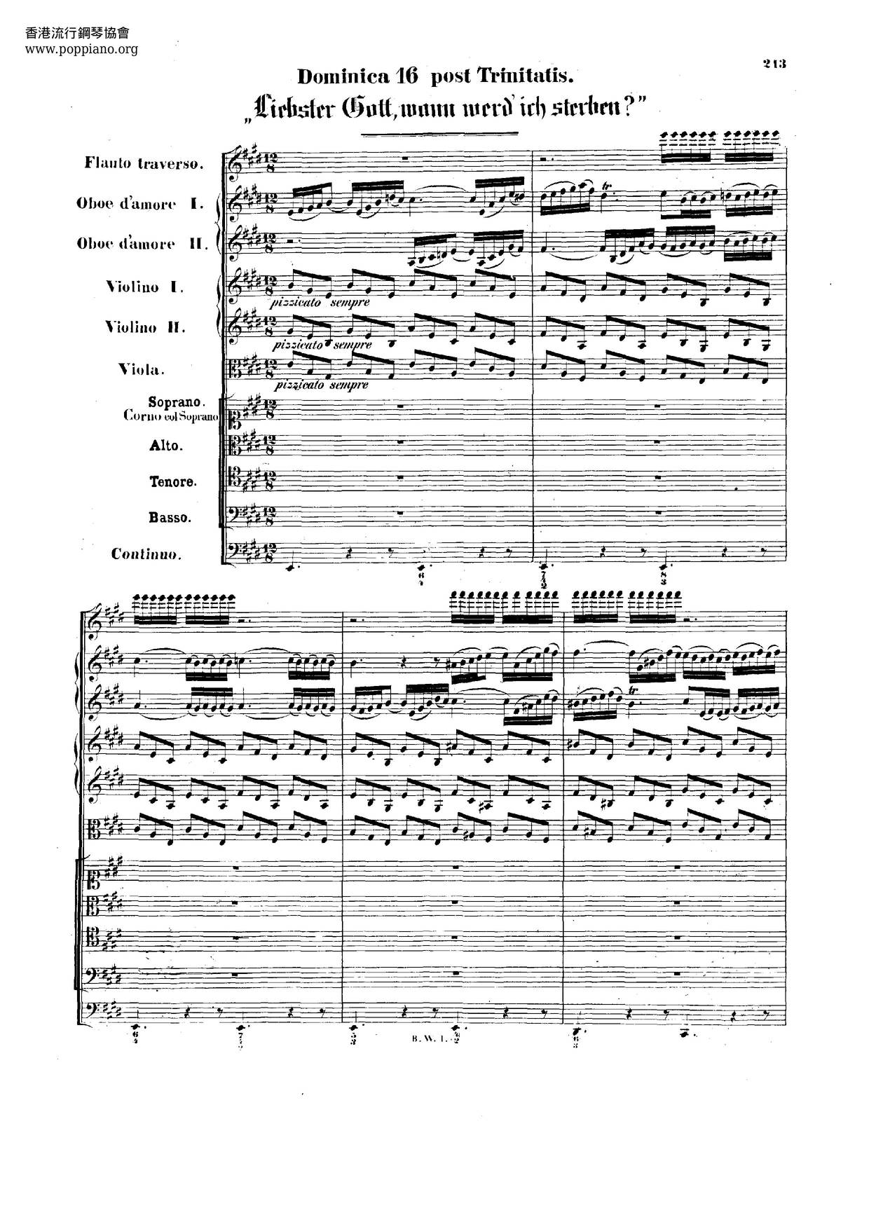 Liebster Gott, Wenn Werd Ich Sterben?, BWV 8 Score