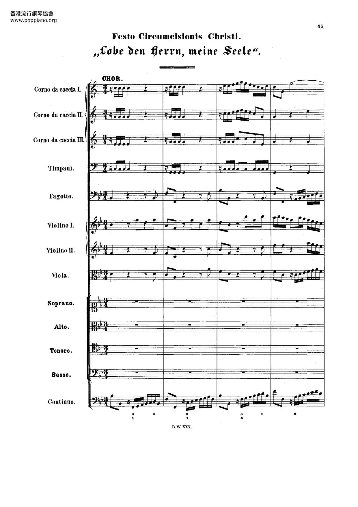 Lobe Den Herrn, Meine Seele, BWV 143 Score