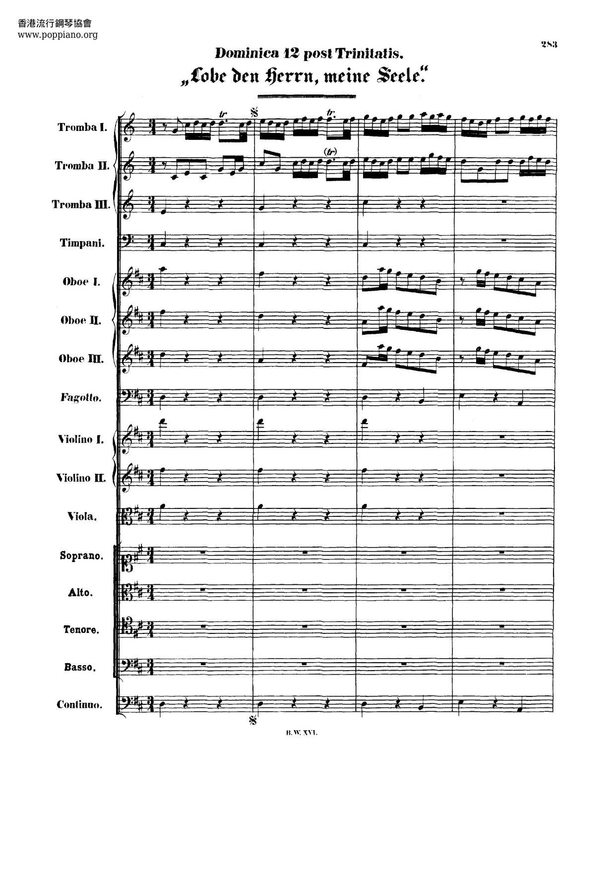 Lobe Den Herrn, Meine Seele, BWV 69 Score