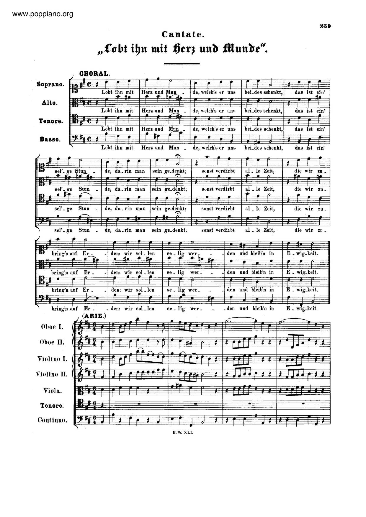Lobt Ihn Mit Herz Und Munde, BWV 220琴谱