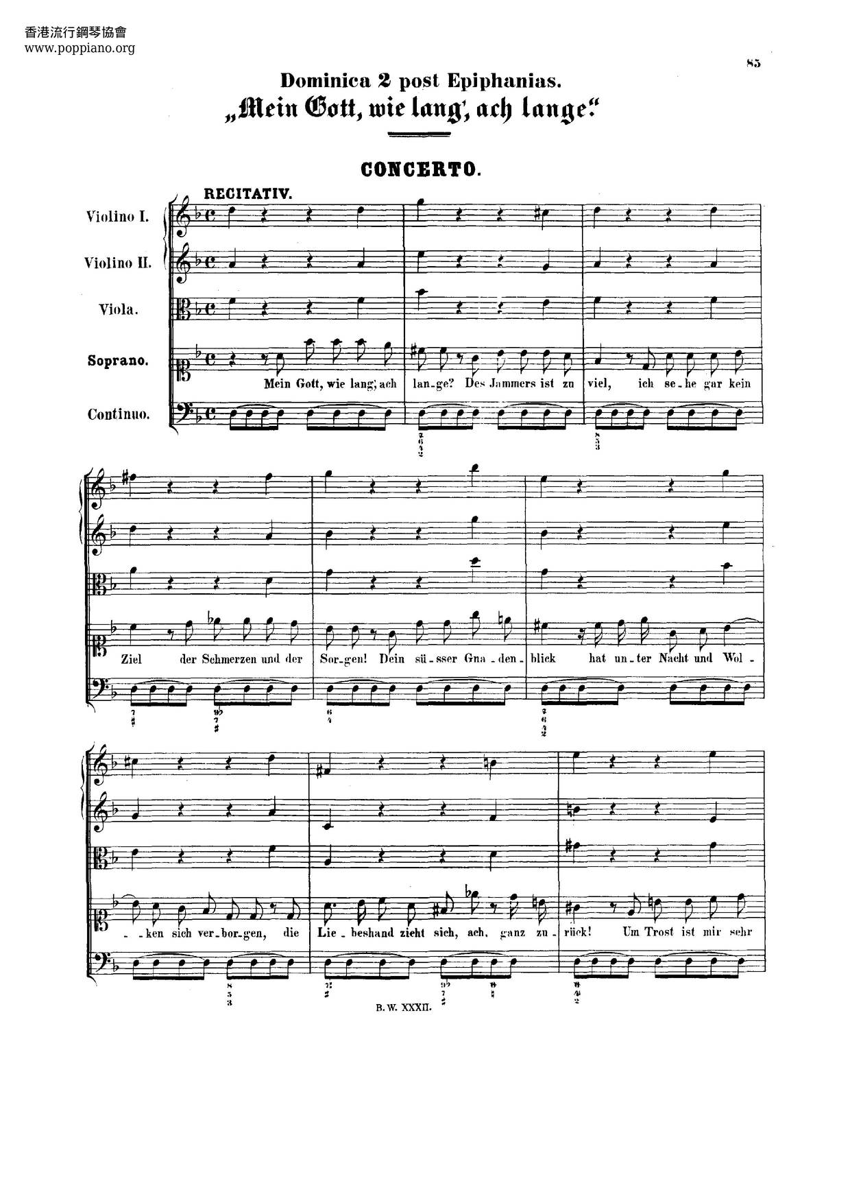 Mein Gott, Wie Lang, Ach Lange, BWV 155琴譜