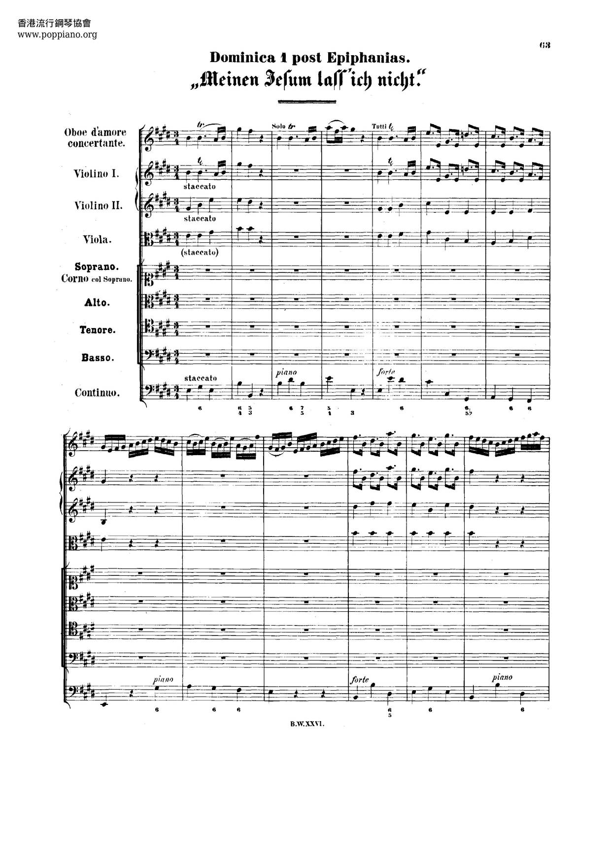 Meinen Jesum Lass Ich Nicht, BWV 124 Score