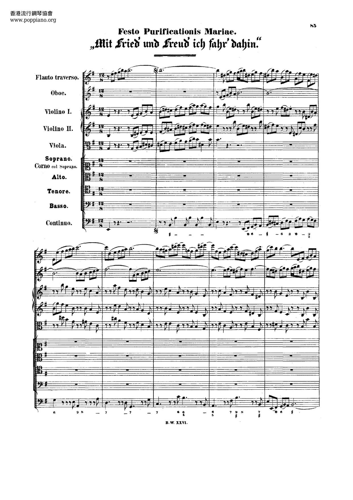 Mit Fried Und Freud Ich Fahr Dahin, BWV 125 Score