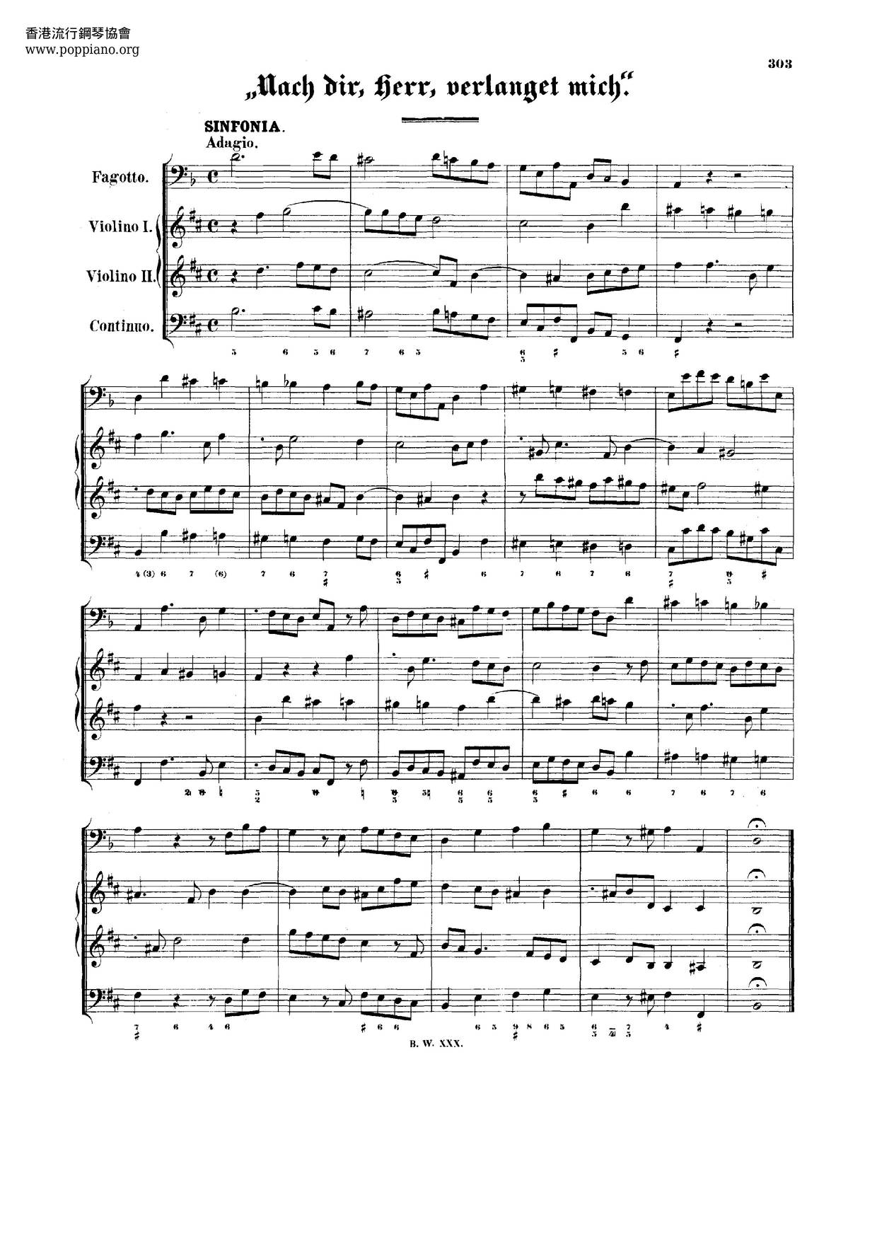 Nach Dir, Herr, Verlanget Mich, BWV 150 Score