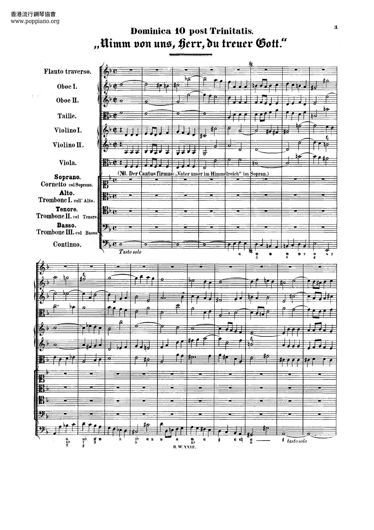 Nimm Von Uns, Herr, Du Treuer Gott, BWV 101 Score