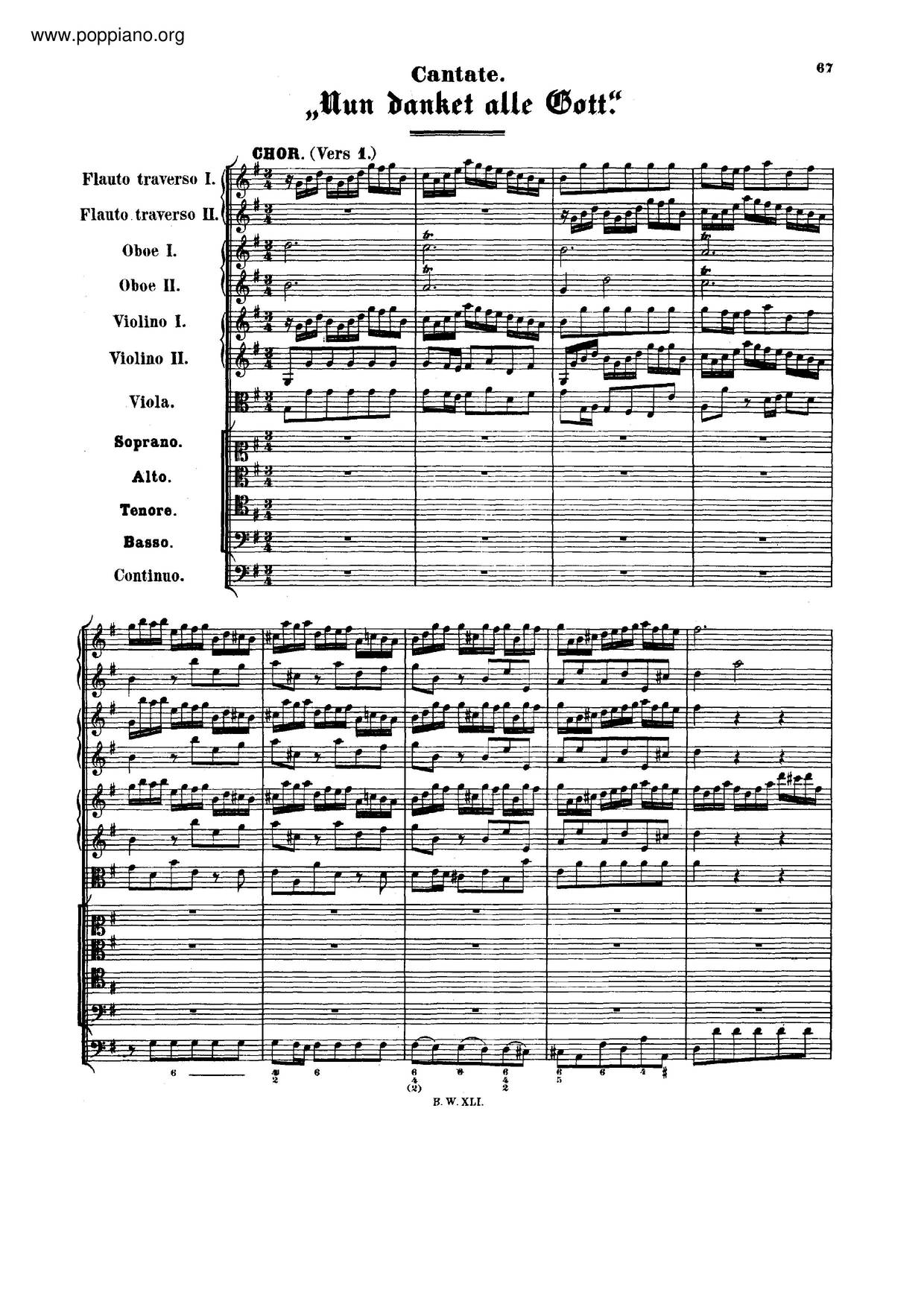 Nun Danket Alle Gott, BWV 192ピアノ譜