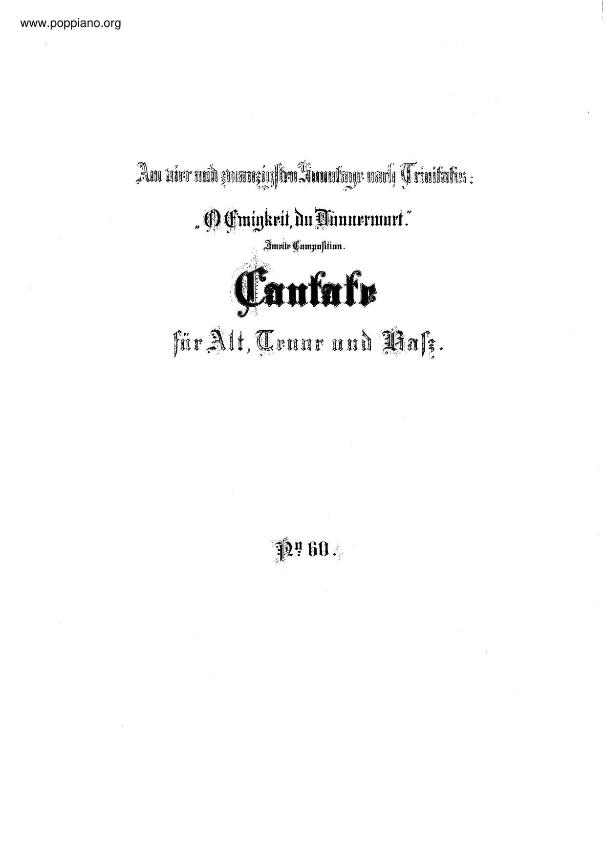 O Ewigkeit, Du Donnerwort, BWV 60 Score