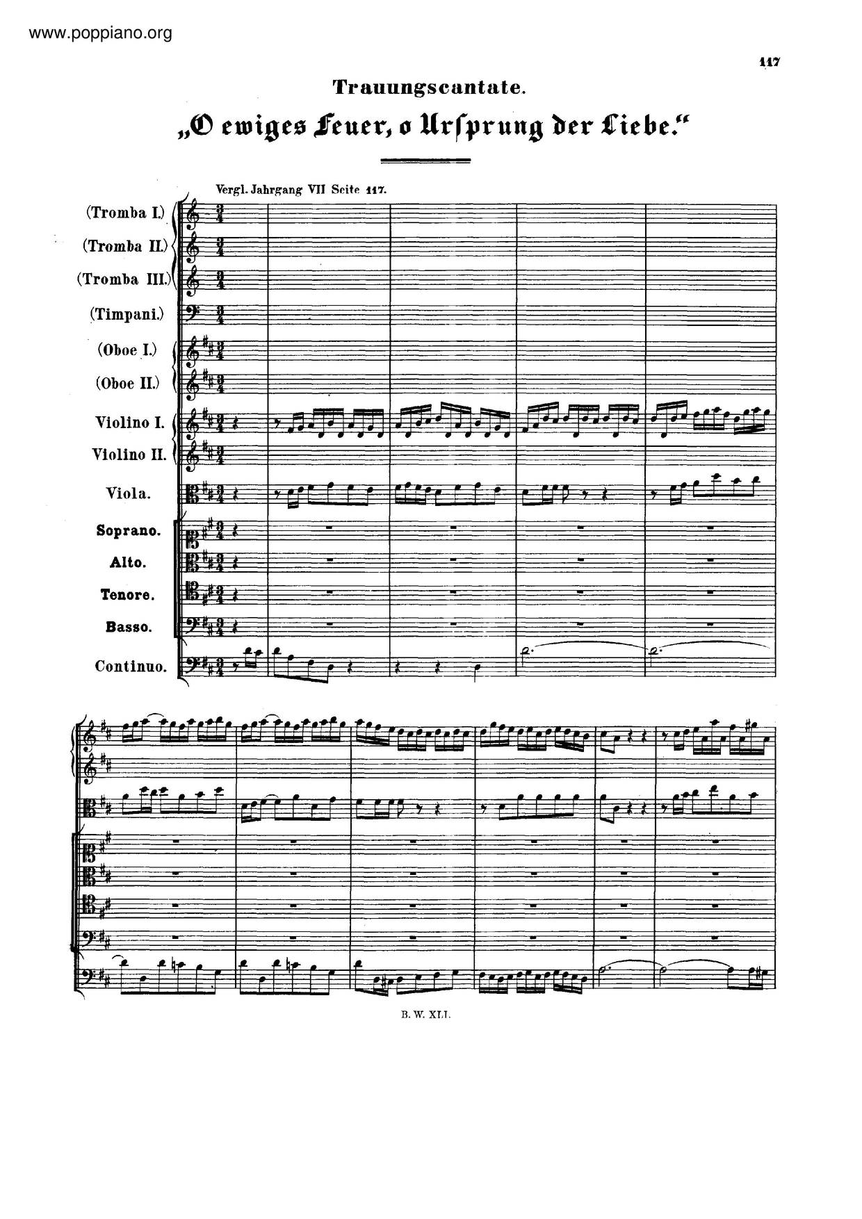 O Ewiges Feuer, O Ursprung Der Liebe, BWV 34A Score