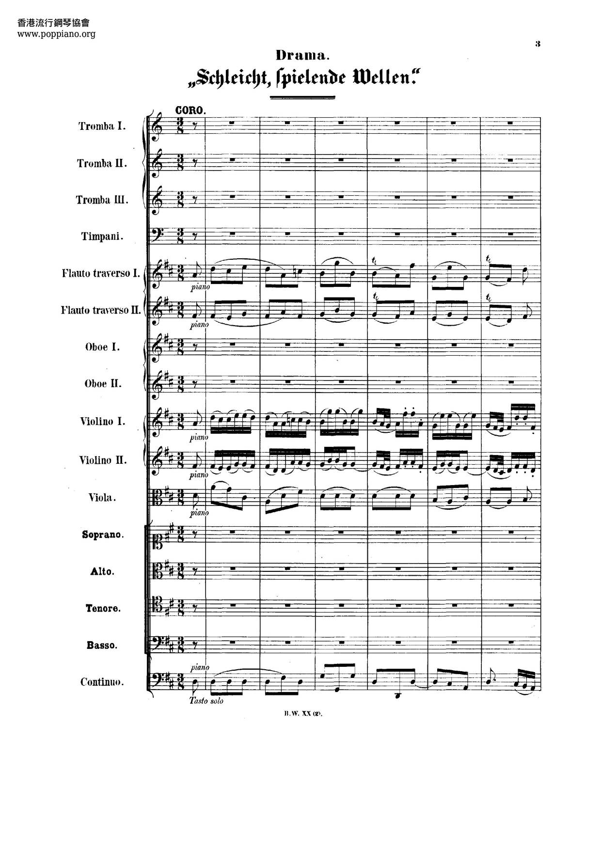 Schleicht, Spielende Wellen, BWV 206琴譜