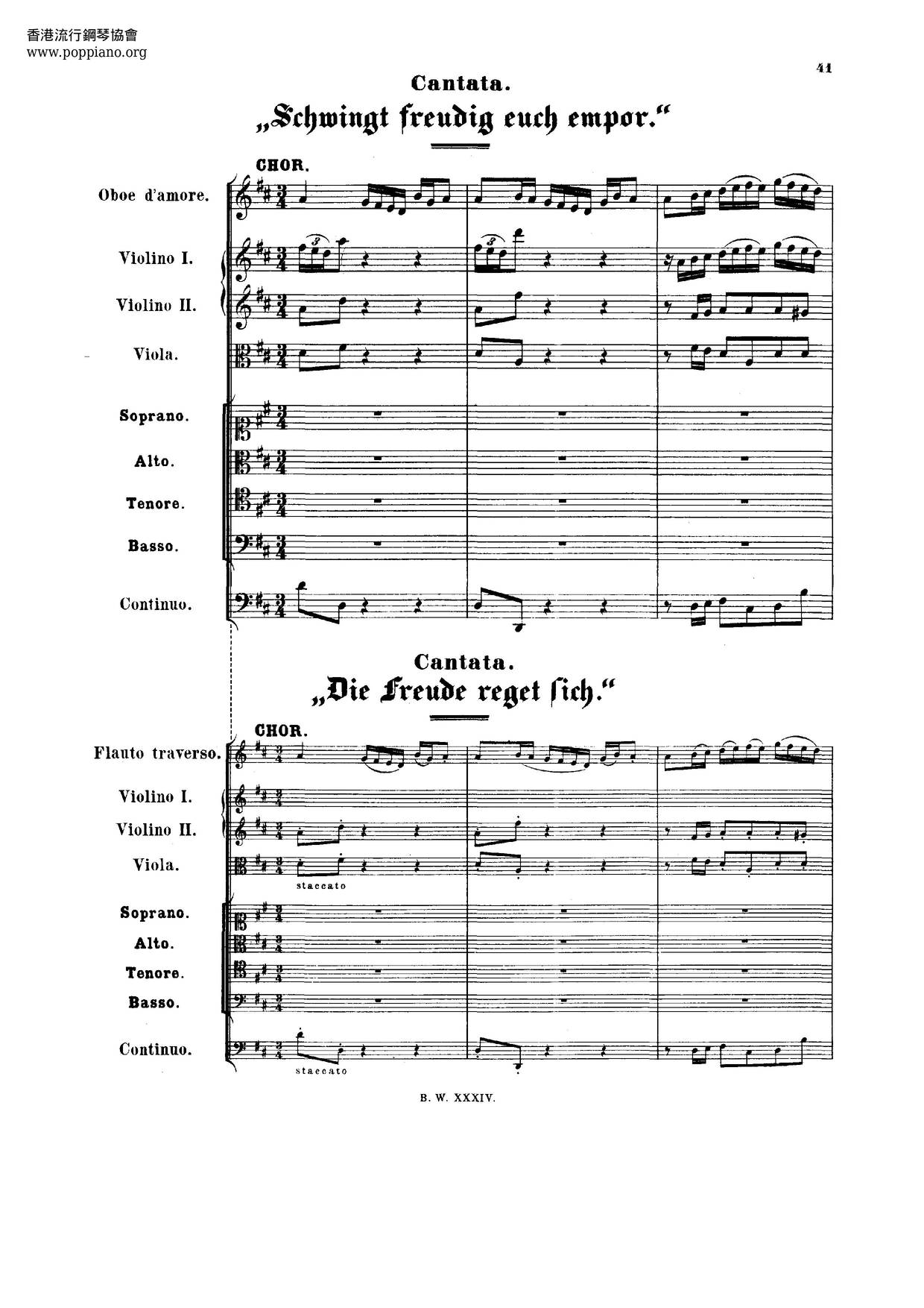 Schwingt Freudig Euch Empor, BWV 36C Score