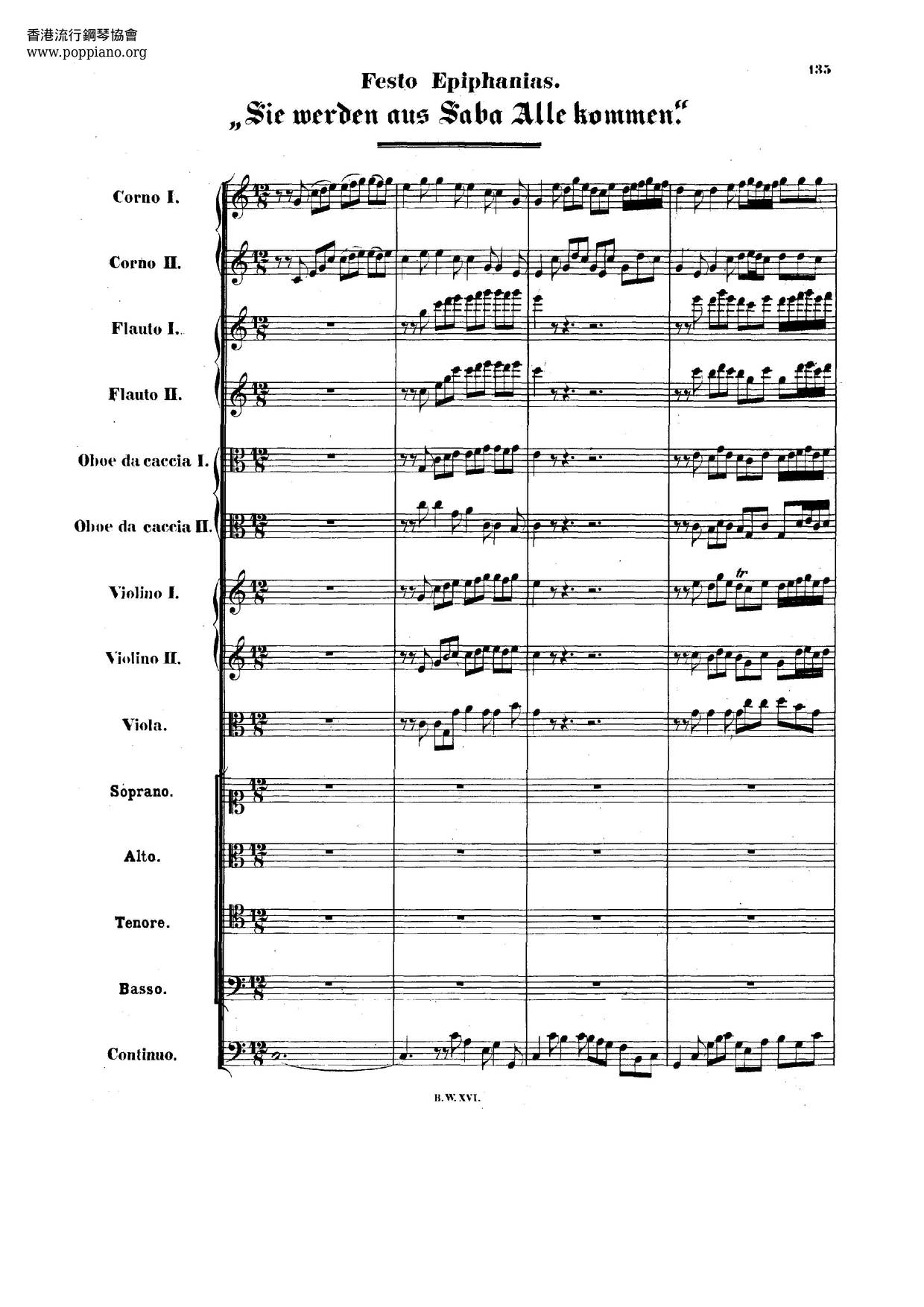 Sie Werden Aus Saba Alle Kommen, BWV 65 Score