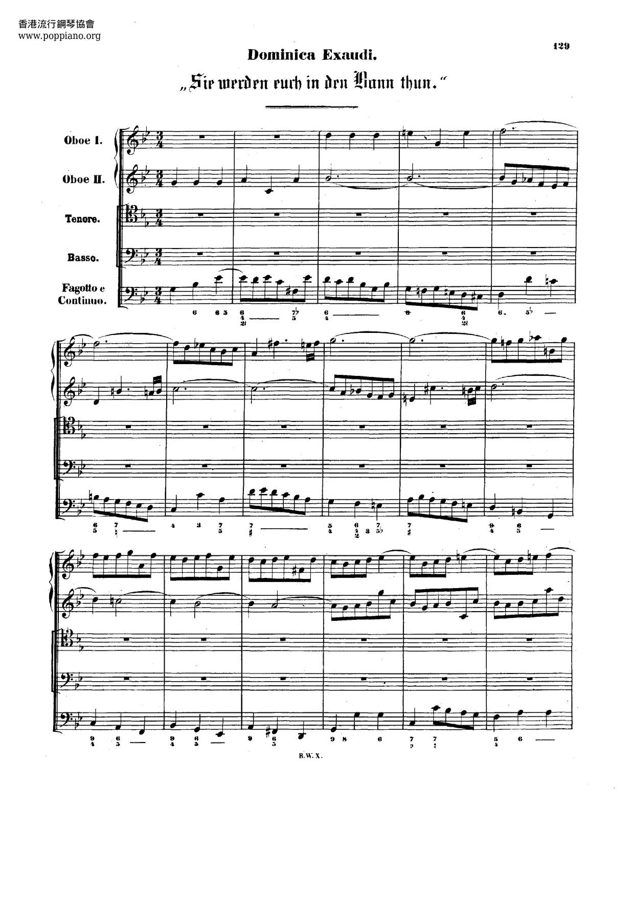 Sie Werden Euch In Den Bann Thun, BWV 44 Score