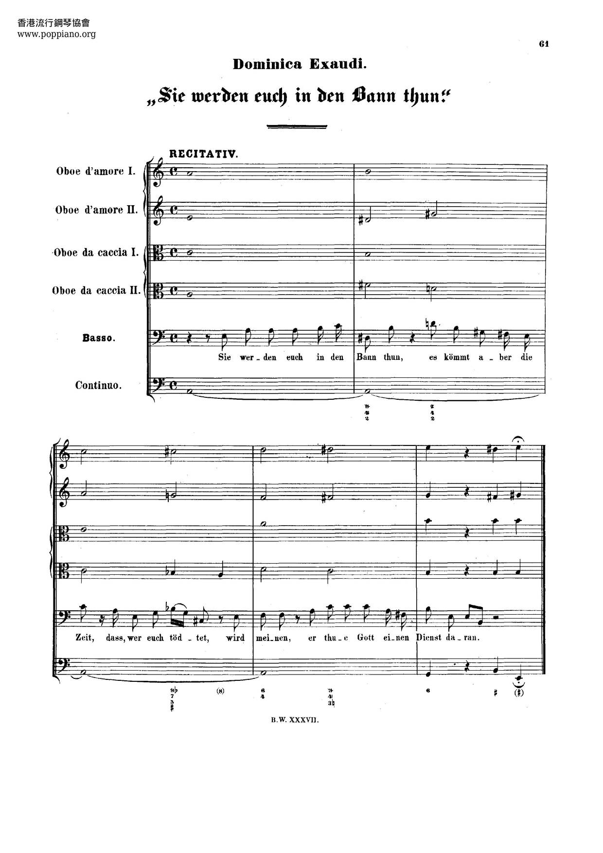 Sie Werden Euch In Den Bann Tun, BWV 183 Score