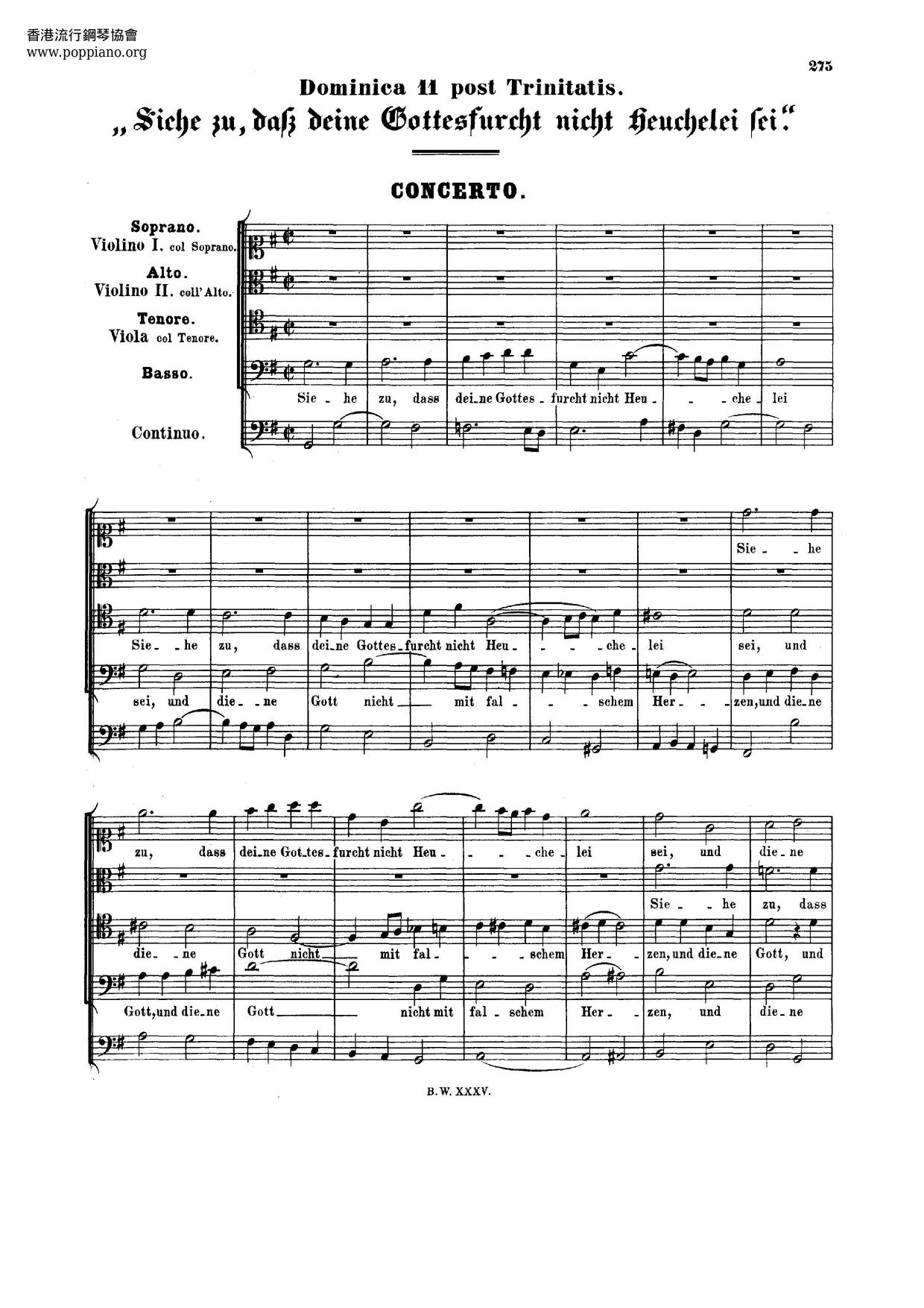 Siehe Zu, Dass Deine Gottesfurcht, BWV 179琴譜