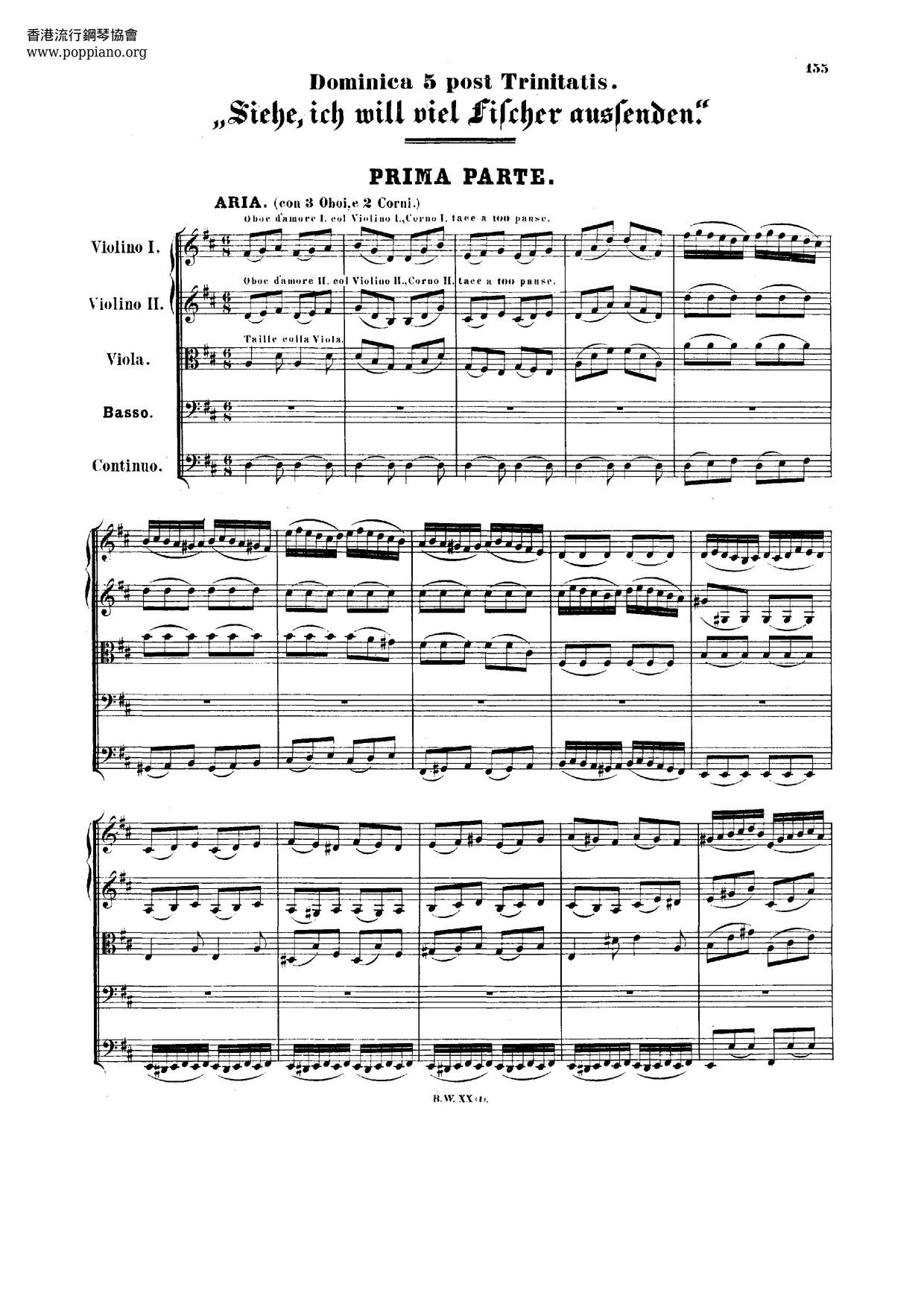Siehe, Ich Will Viel Fischer Aussenden, BWV 88琴譜