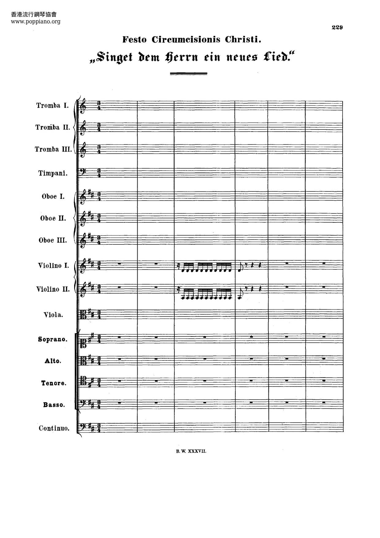 Singet Dem Herrn Ein Neues Lied, BWV 190ピアノ譜