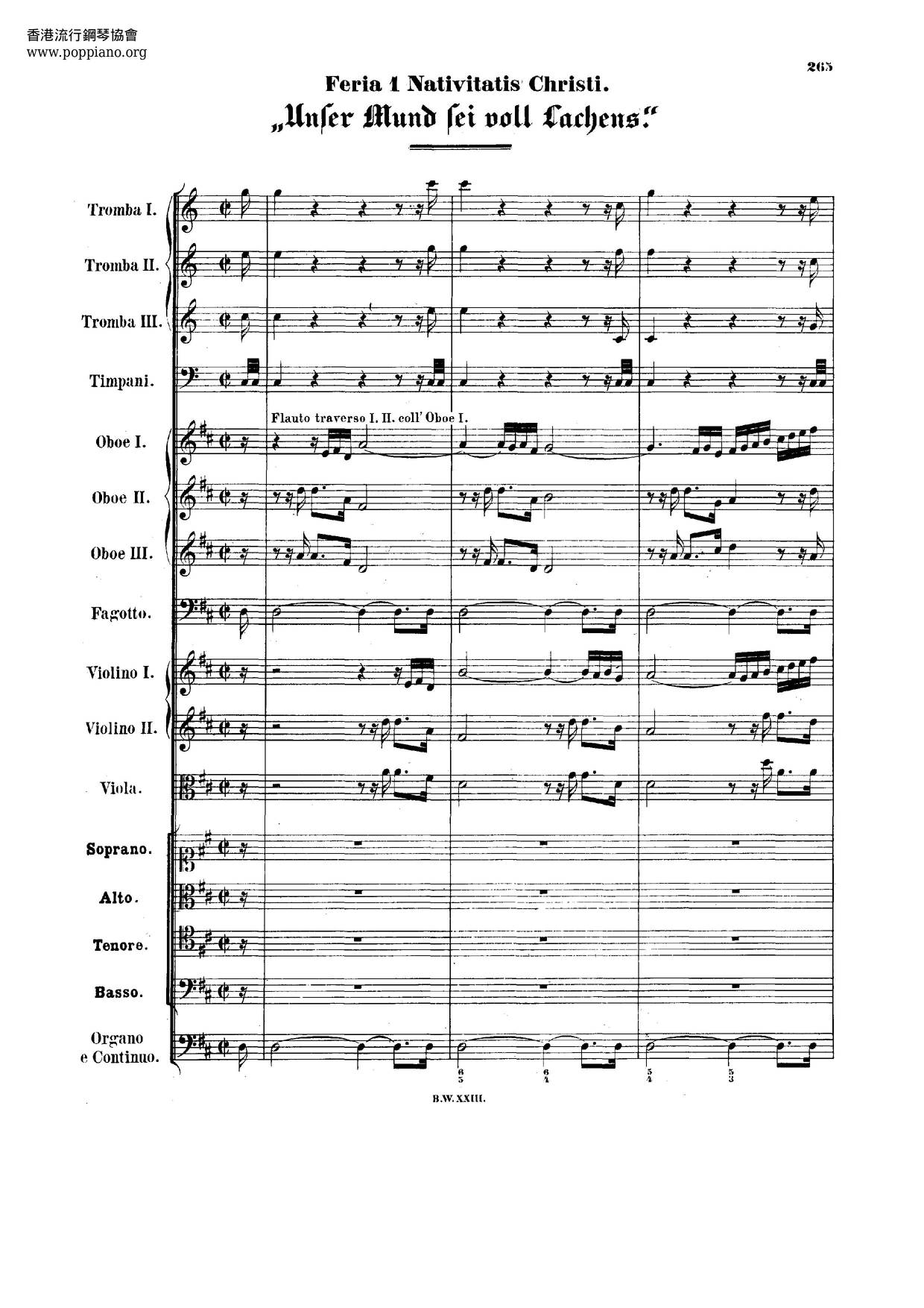 Unser Mund Sei Voll Lachens, BWV 110 Score