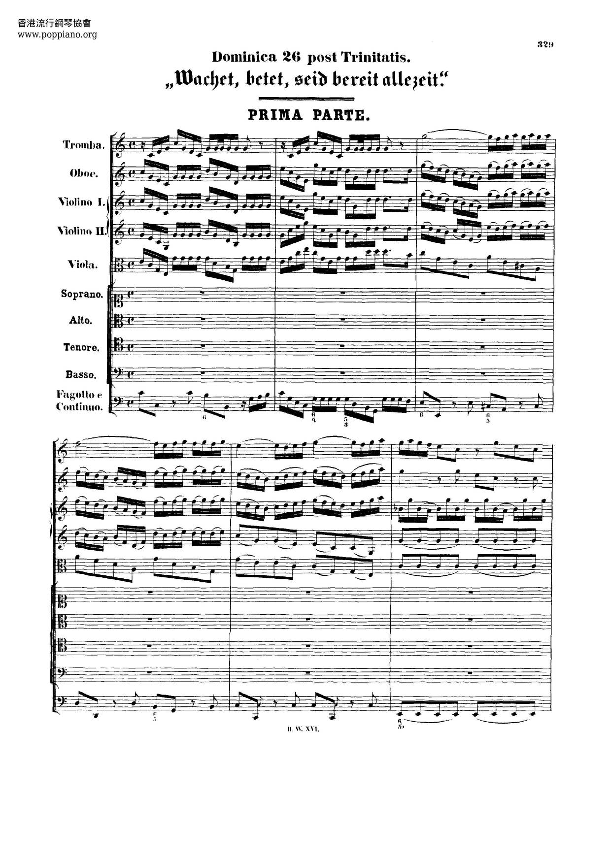 Wachet! Betet! Betet! Wachet!, BWV 70ピアノ譜