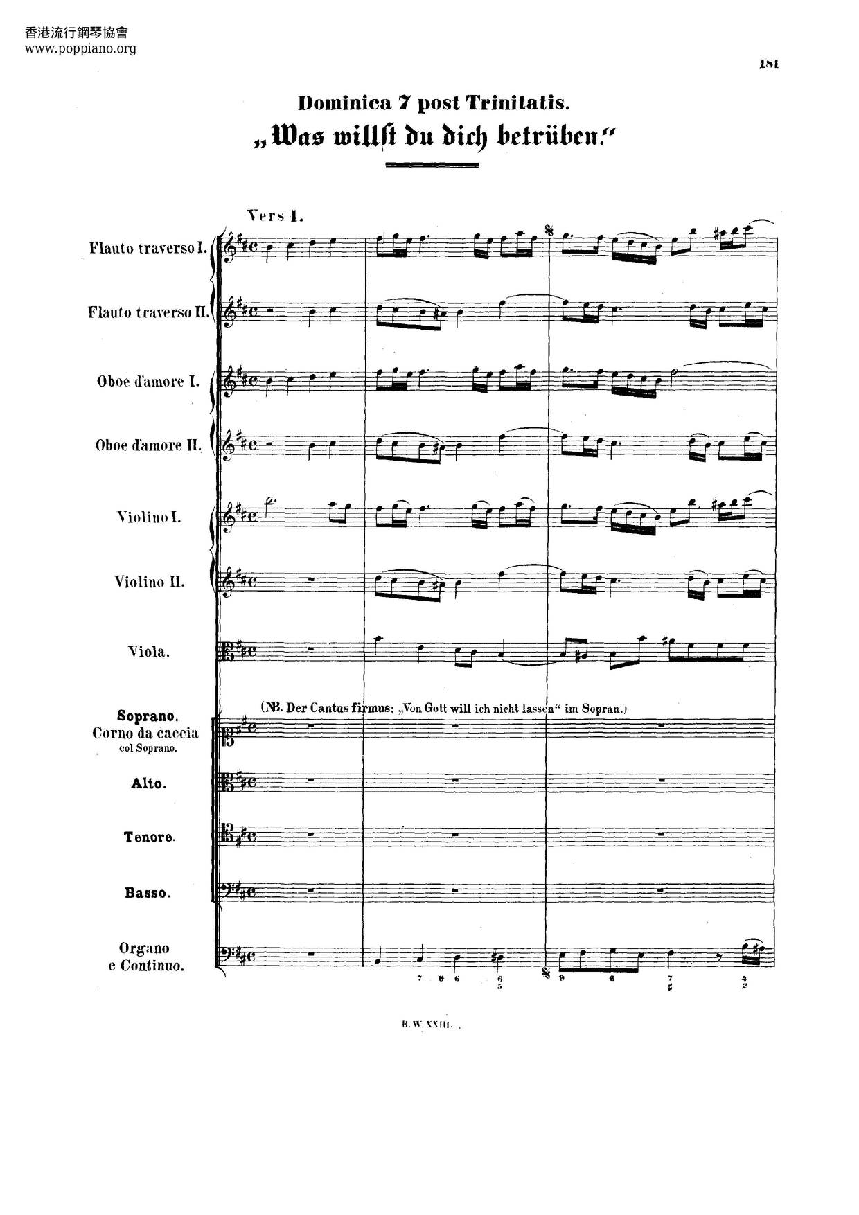 Was Willst Du Dich Betrüben, BWV 107ピアノ譜
