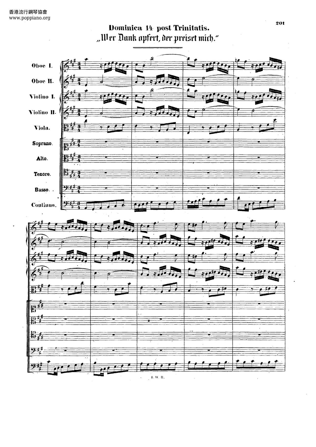 Wer Dank Opfert, Der Preiset Mich, BWV 17 Score