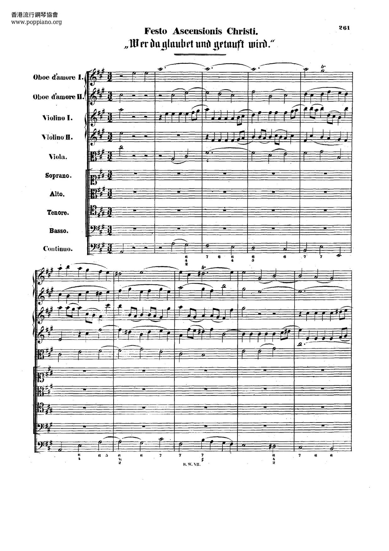 Wer Da Gläubet Und Getauft Wird, BWV 37ピアノ譜