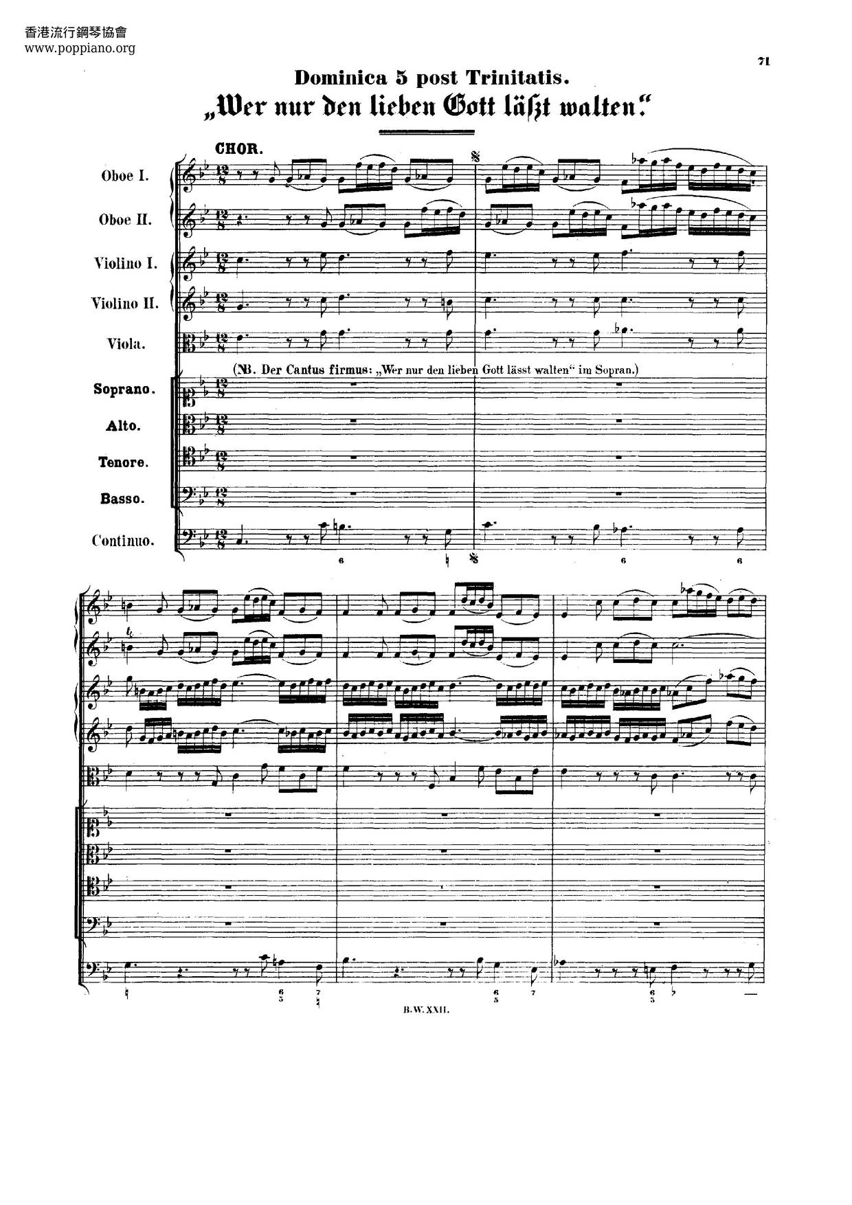 Wer Nur Den Lieben Gott Lässt Walten, BWV 93 Score
