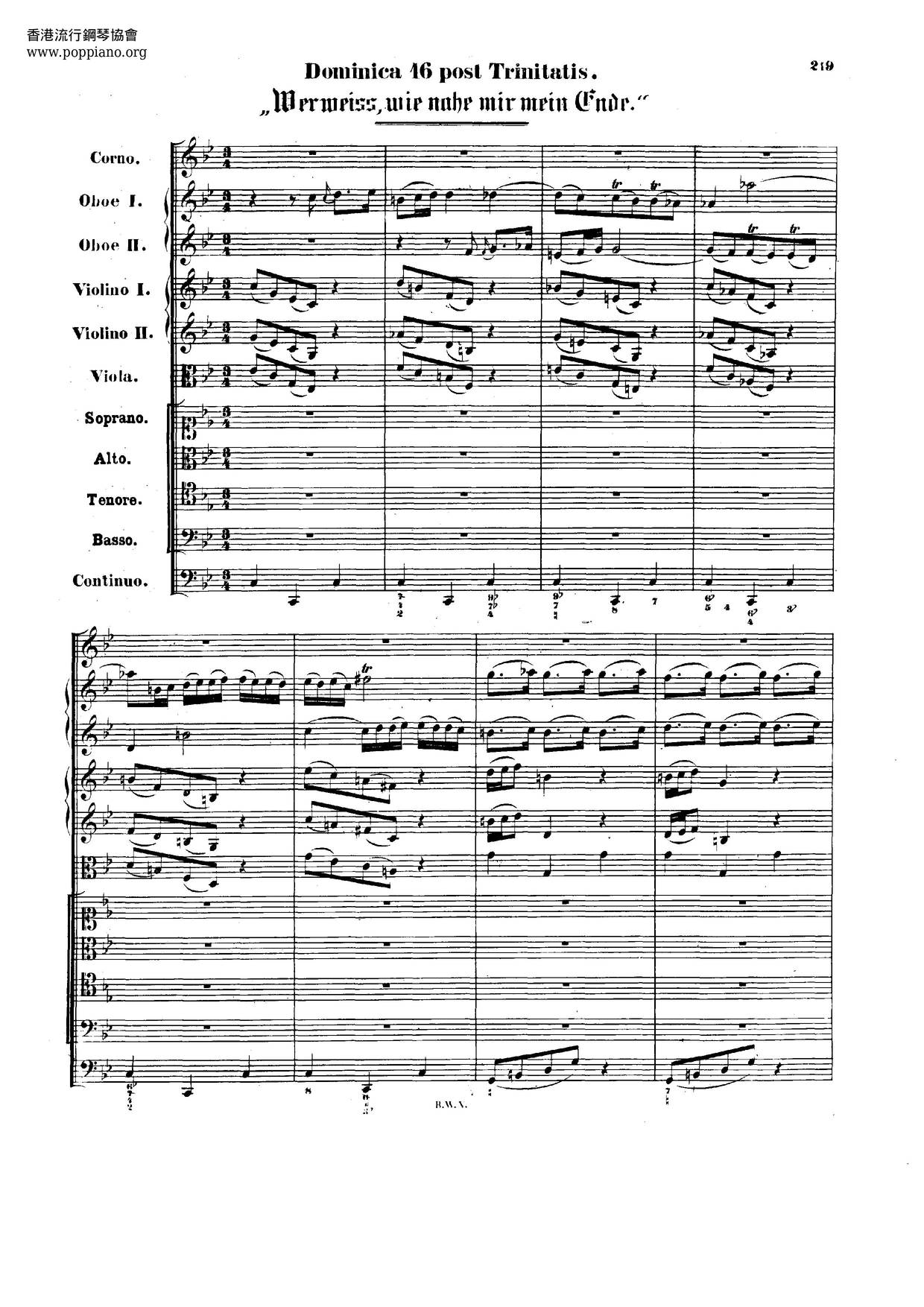 Wer Weiß, Wie Nahe Mir Mein Ende, BWV 27 Score