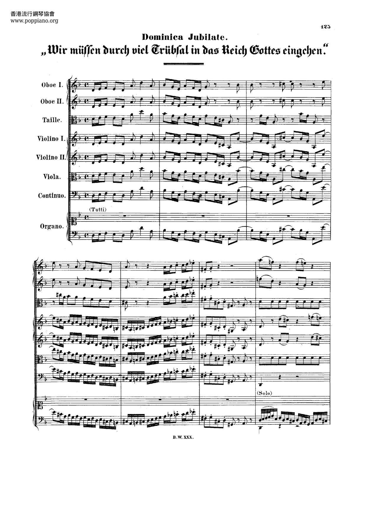 Wir Müssen Durch Viel Trübsal, BWV 146ピアノ譜