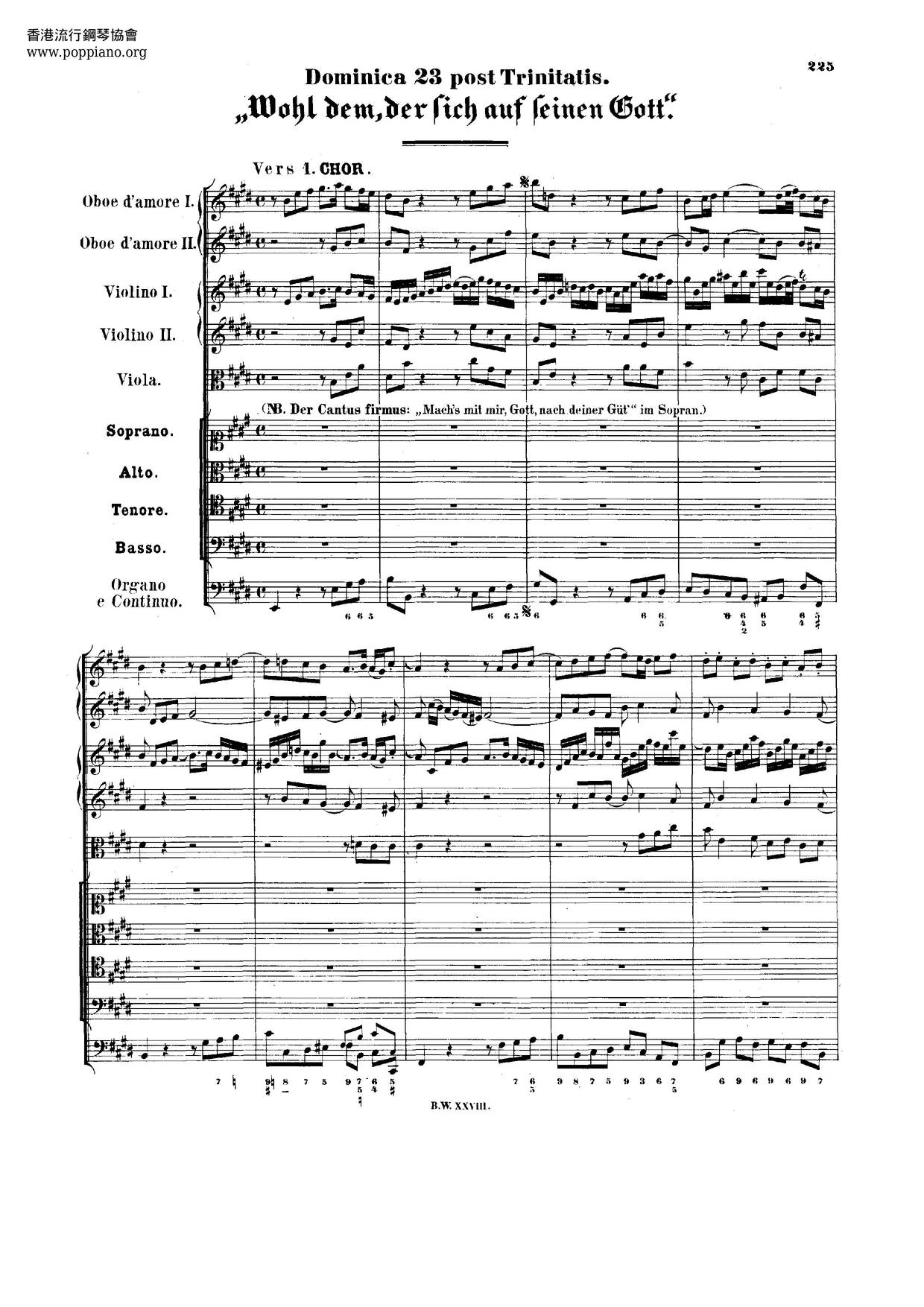 Wohl Dem, Der Sich Auf Seinen Gott, BWV 139 Score