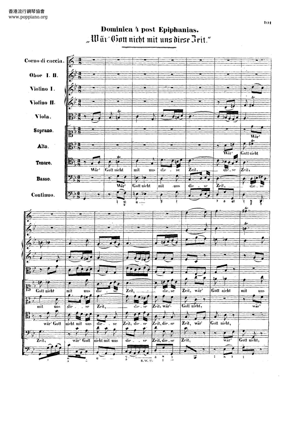 Wär Gott Nicht Mit Uns Diese Zeit, BWV 14 Score