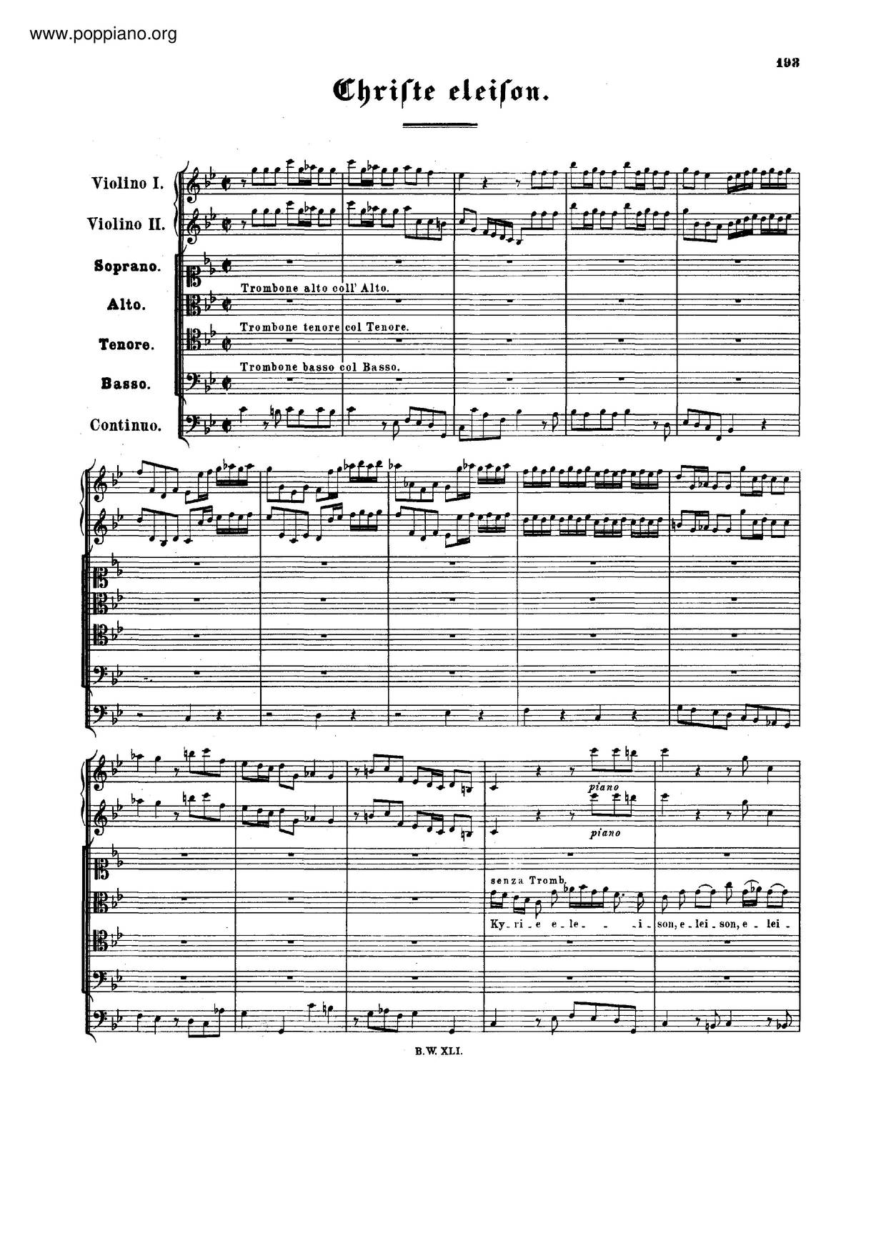 Christe Eleison In G Minor, BWV 242琴谱