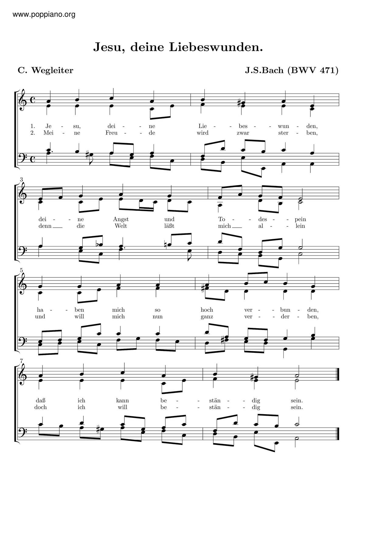 Jesu, Deine Liebeswunden, BWV 471ピアノ譜