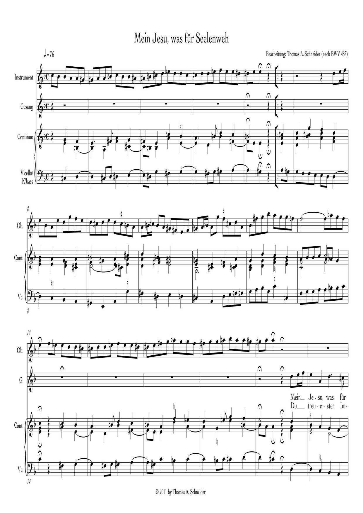 Mein Jesu! Was Für Seelenweh, BWV 487 Score