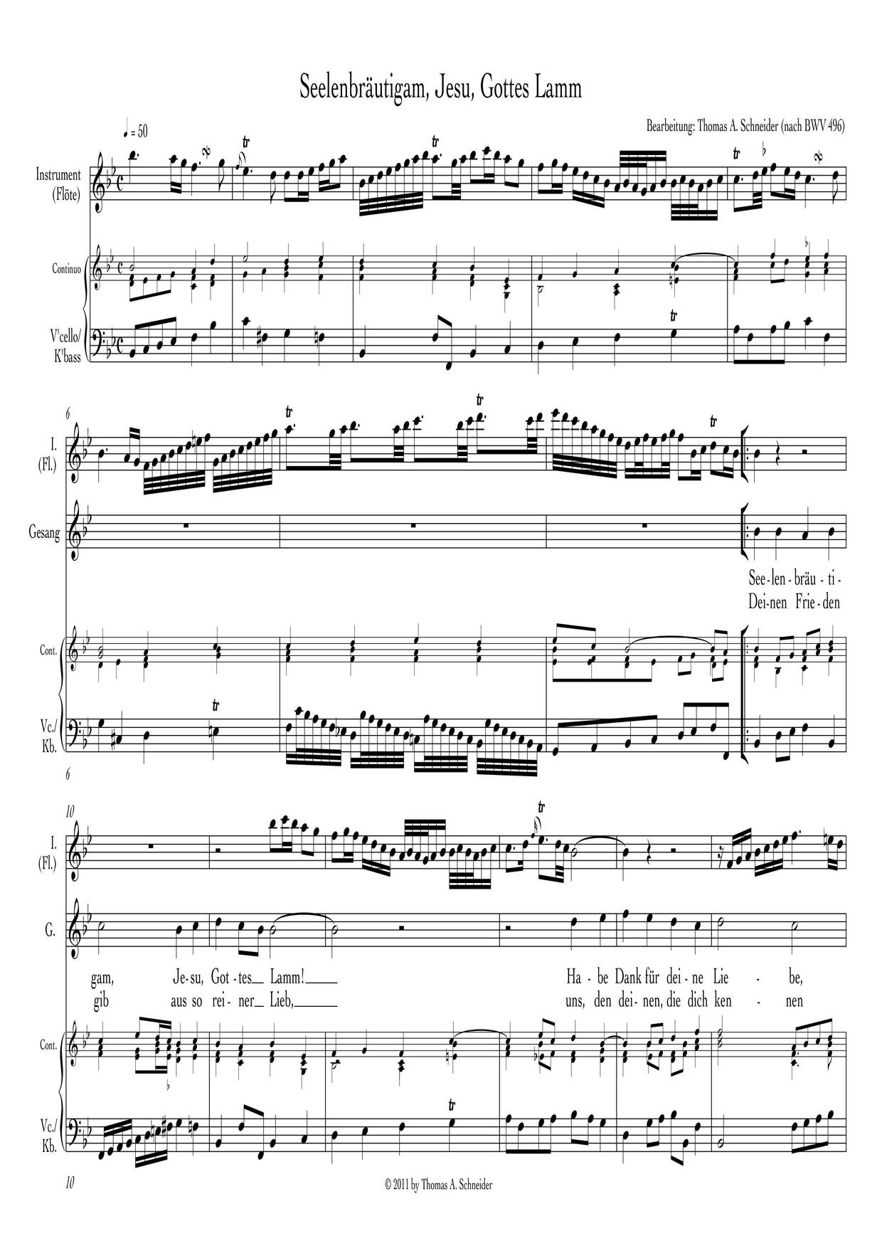 Seelen-Bräutigam, Jesu, Gottes Lamm, BWV 496琴谱