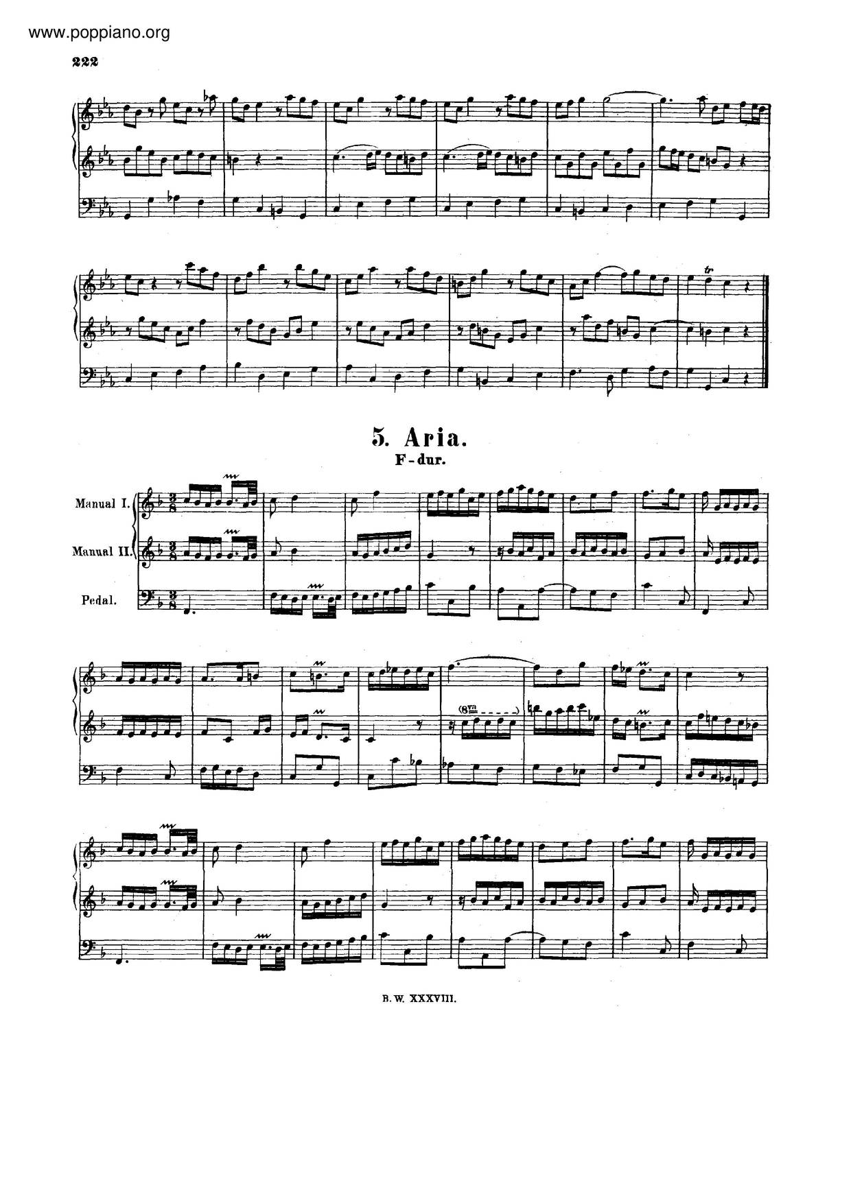 Aria In F Major, BWV 587琴譜